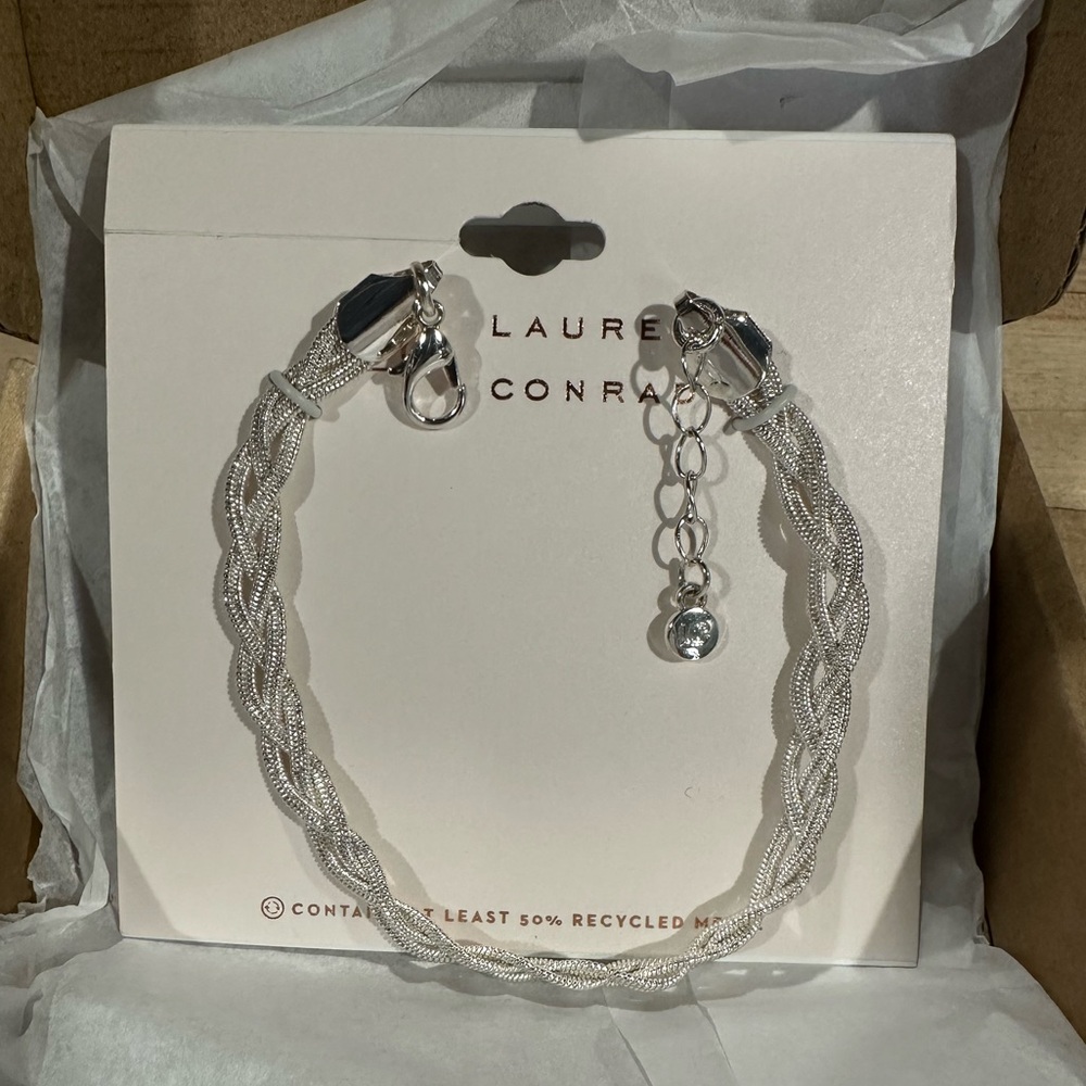LC Lauren Conrad Silver Braided Bracelet